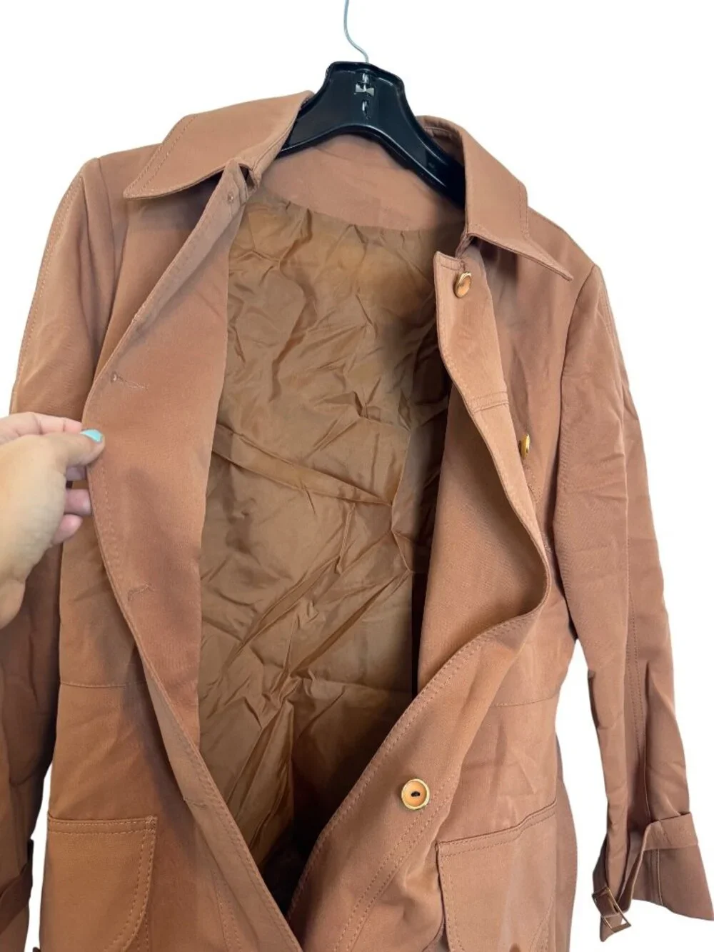 Forecaster Of Boston Womens Brown Belted Trench Coat Size 11/12 Polyester Made I - Picture 8 of 8